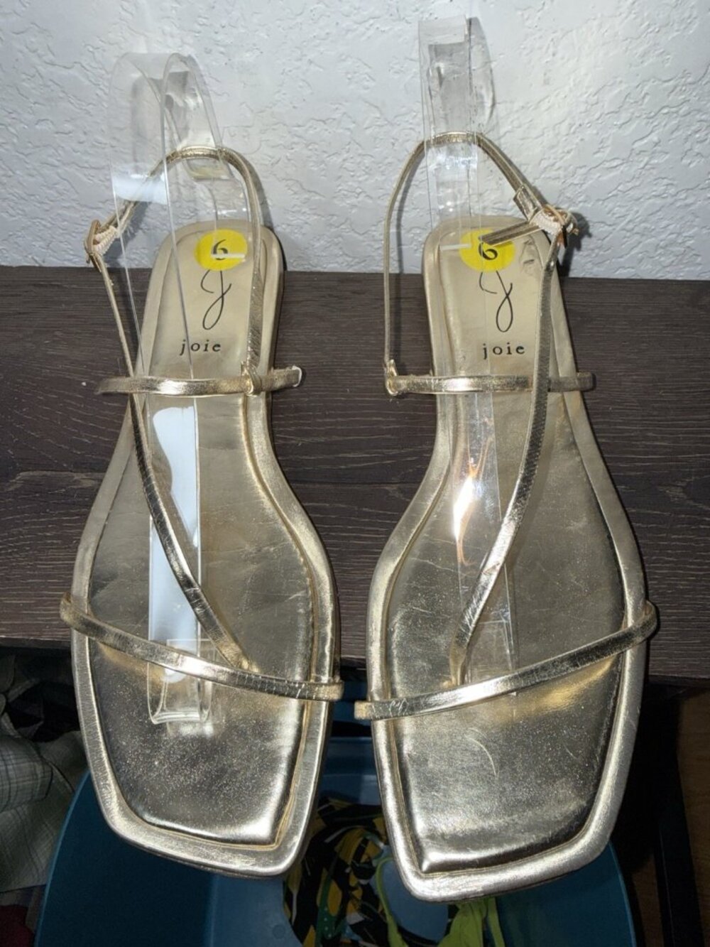 Joie Flat Glory Sandals Women 9m Gold Metallic Leather Strappy NEW Square Toe - Picture 4 of 11